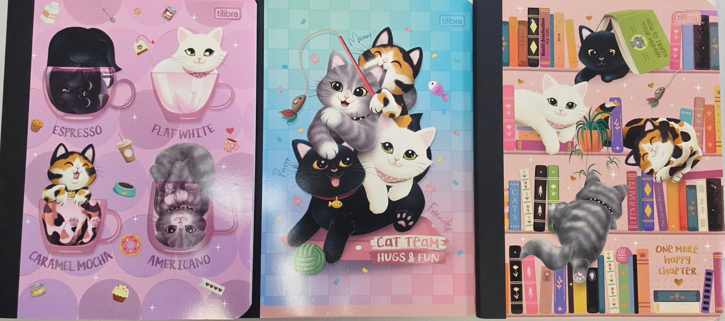 Libretas Cosidas Tilibra Diseños De Gatos
