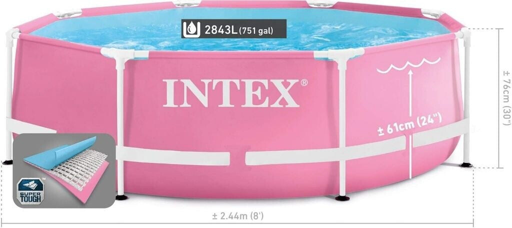 INTEX Pink Metal Frame Pool 8 x 30