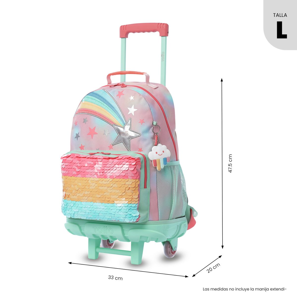 TOTTO MOCHILA CON RUEDAS RAINBOW STAR