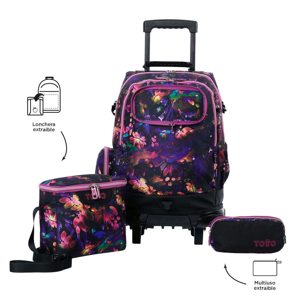Mochila de Ruedas Totto Flores